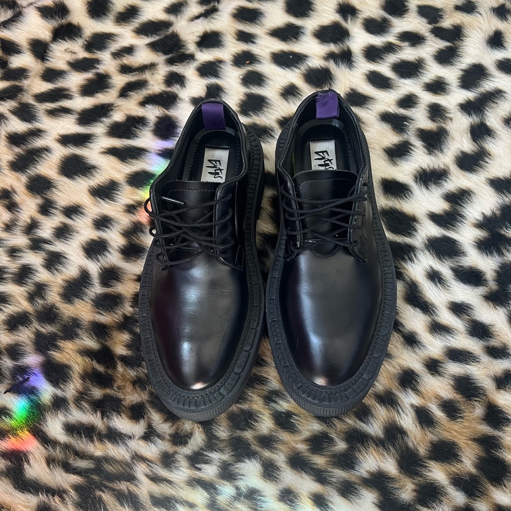 black leather oxfords